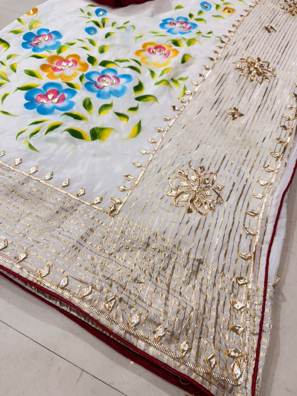 PCD Premium Floral Handbrush Print Pure H.O. Silk Saree For Festive Celebrations
