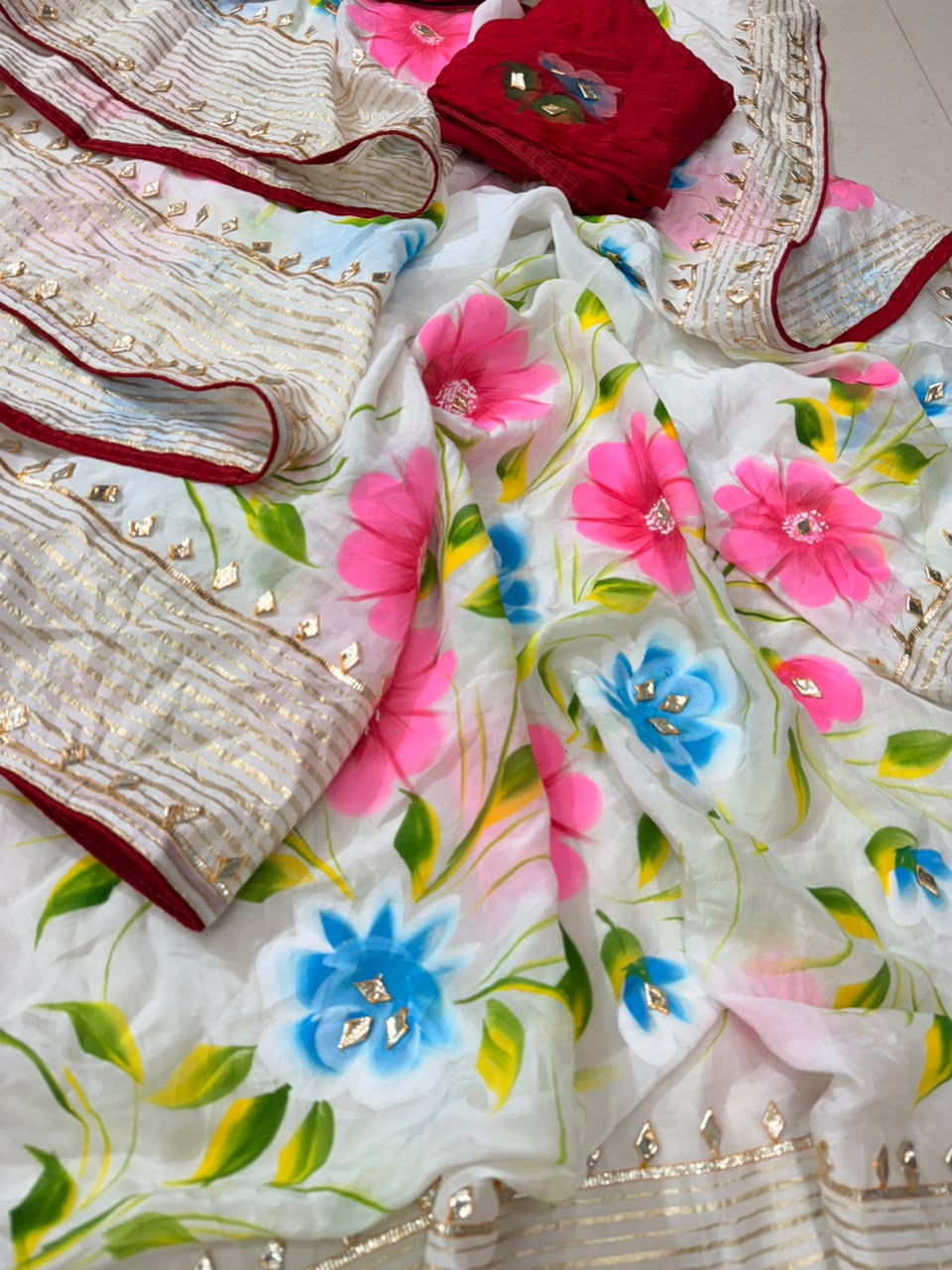 PCD Premium Floral Handbrush Print Pure H.O. Silk Saree For Festive Celebrations