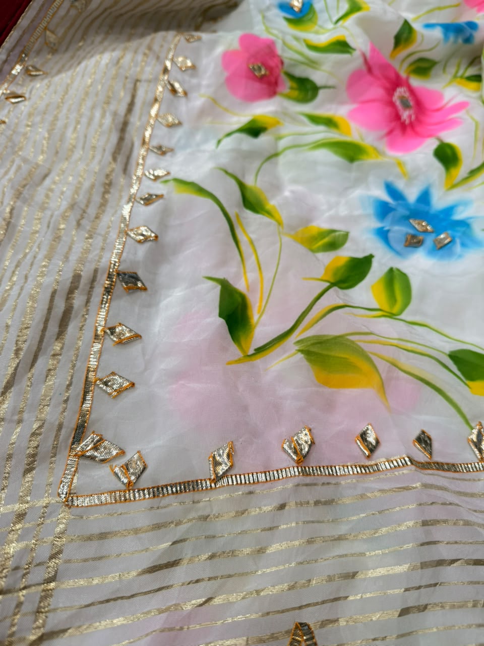PCD Premium Floral Handbrush Print Pure H.O. Silk Saree For Festive Celebrations