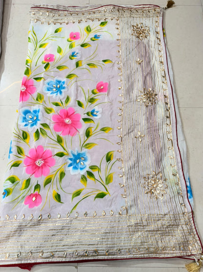 PCD Premium Floral Handbrush Print Pure H.O. Silk Saree For Festive Celebrations