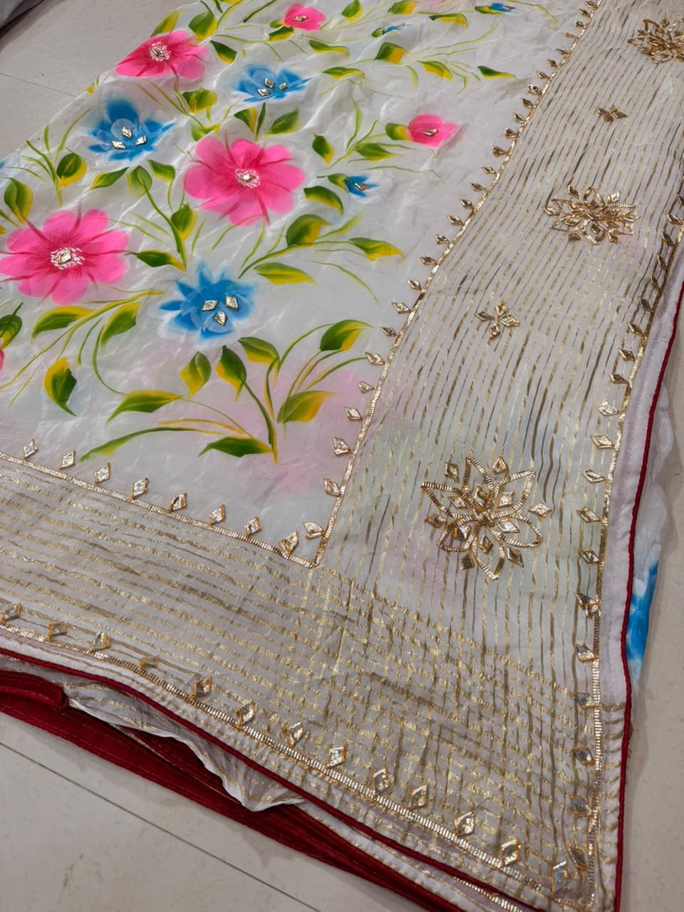 PCD Premium Floral Handbrush Print Pure H.O. Silk Saree For Festive Celebrations