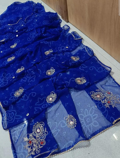 PCD New Traditional Bandhani Soft Premium Georgette Festive Saree