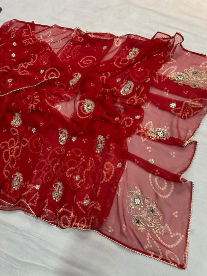 PCD New Traditional Bandhani Soft Premium Georgette Festive Saree