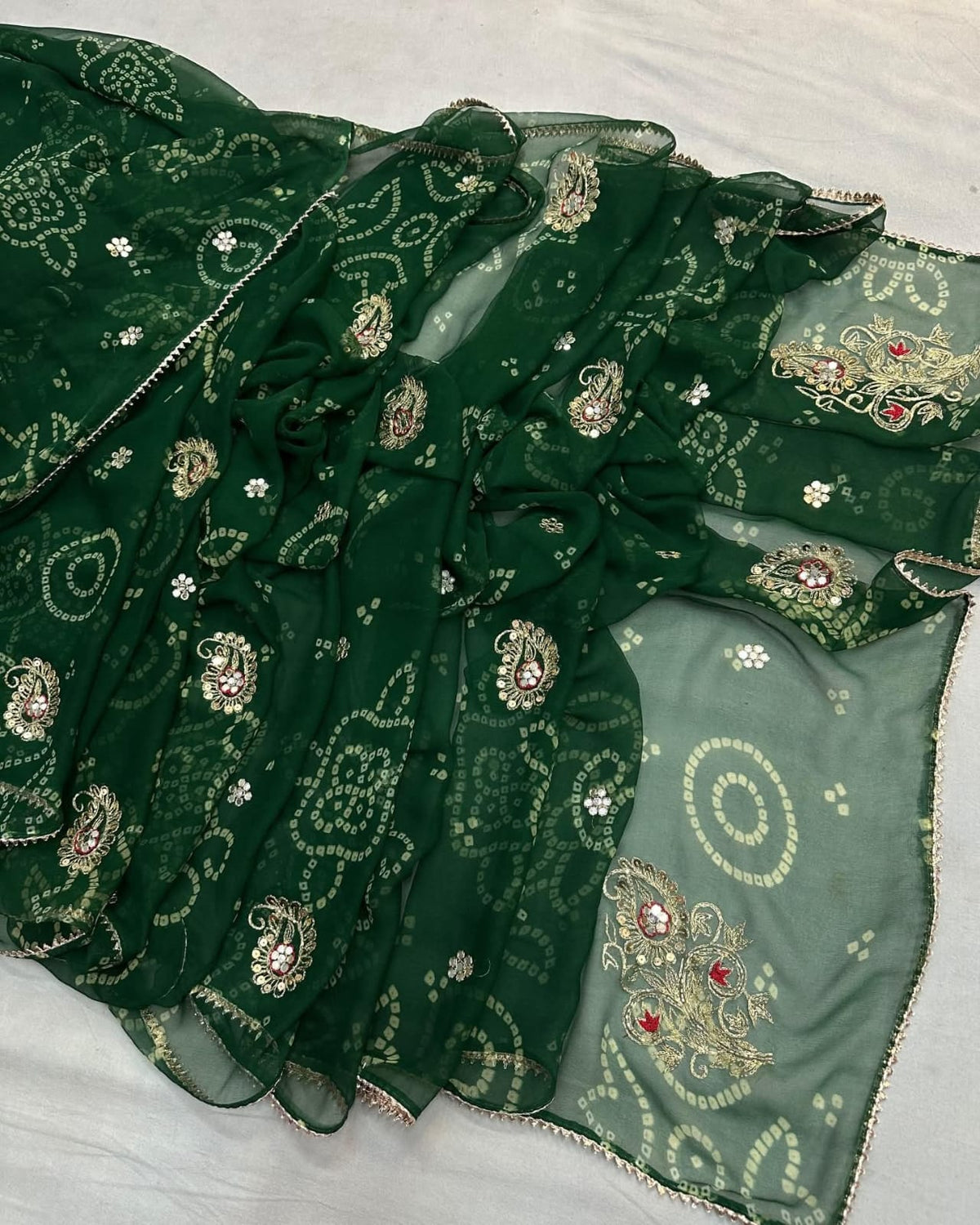 PCD New Traditional Bandhani Soft Premium Georgette Festive Saree