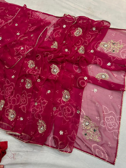 PCD New Traditional Bandhani Soft Premium Georgette Festive Saree