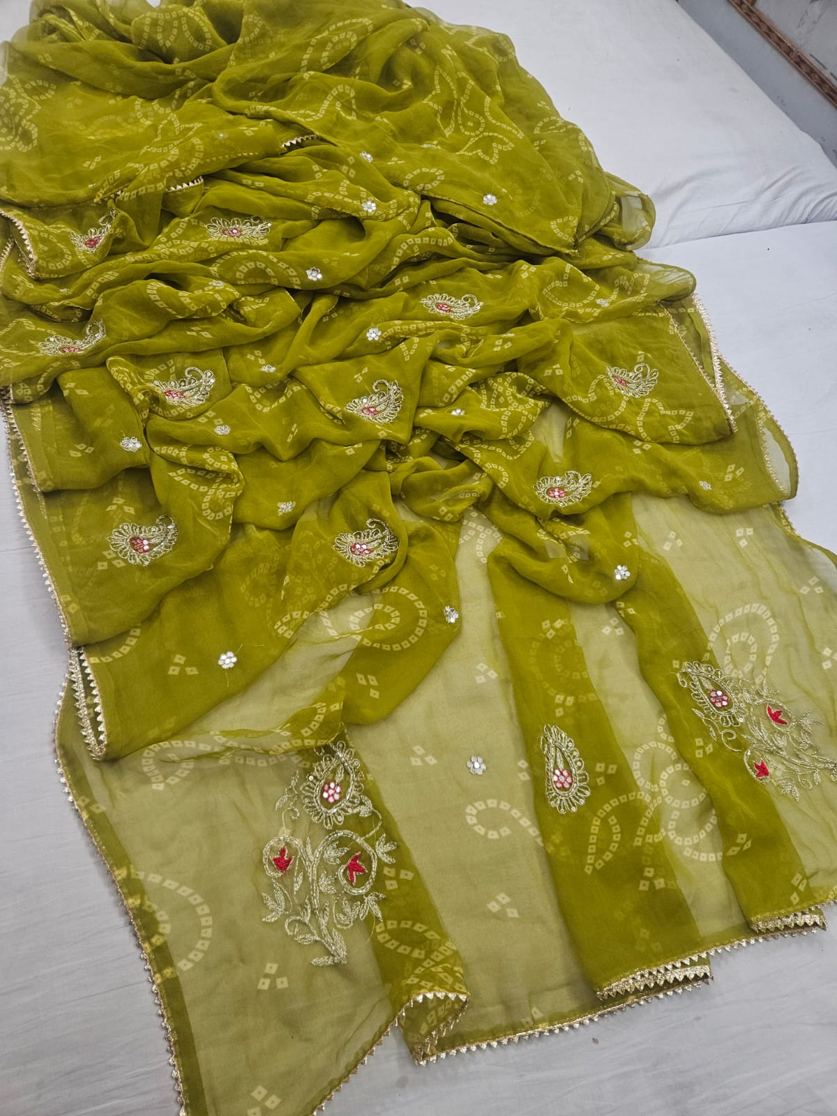 PCD New Traditional Bandhani Soft Premium Georgette Festive Saree
