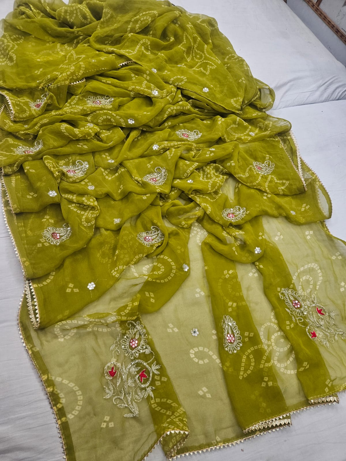 PCD New Traditional Bandhani Soft Premium Georgette Festive Saree