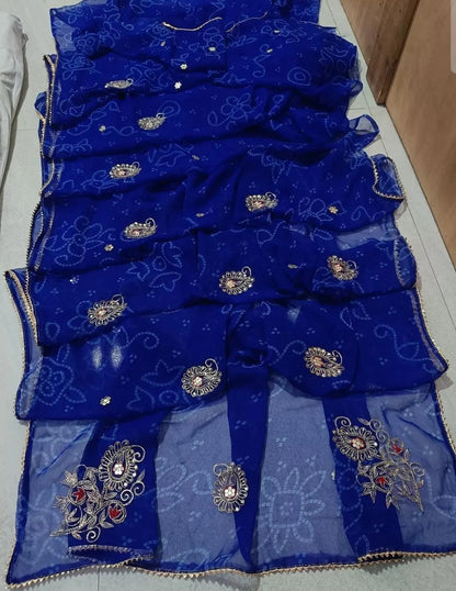 PCD New Traditional Bandhani Soft Premium Georgette Festive Saree