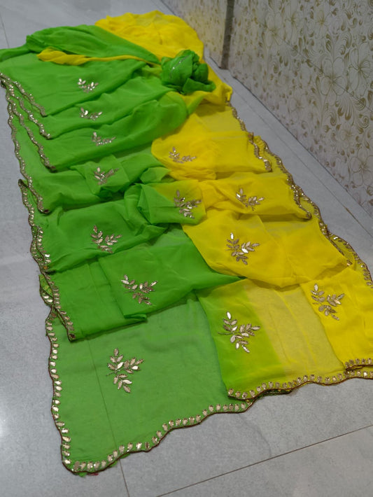 pcd Latest Chiffon Bollywood Style Mirror Work Saree