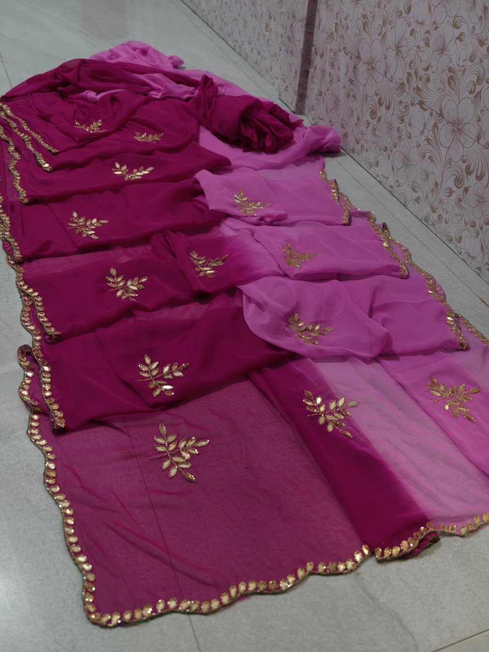 pcd Latest Chiffon Bollywood Style Mirror Work Saree