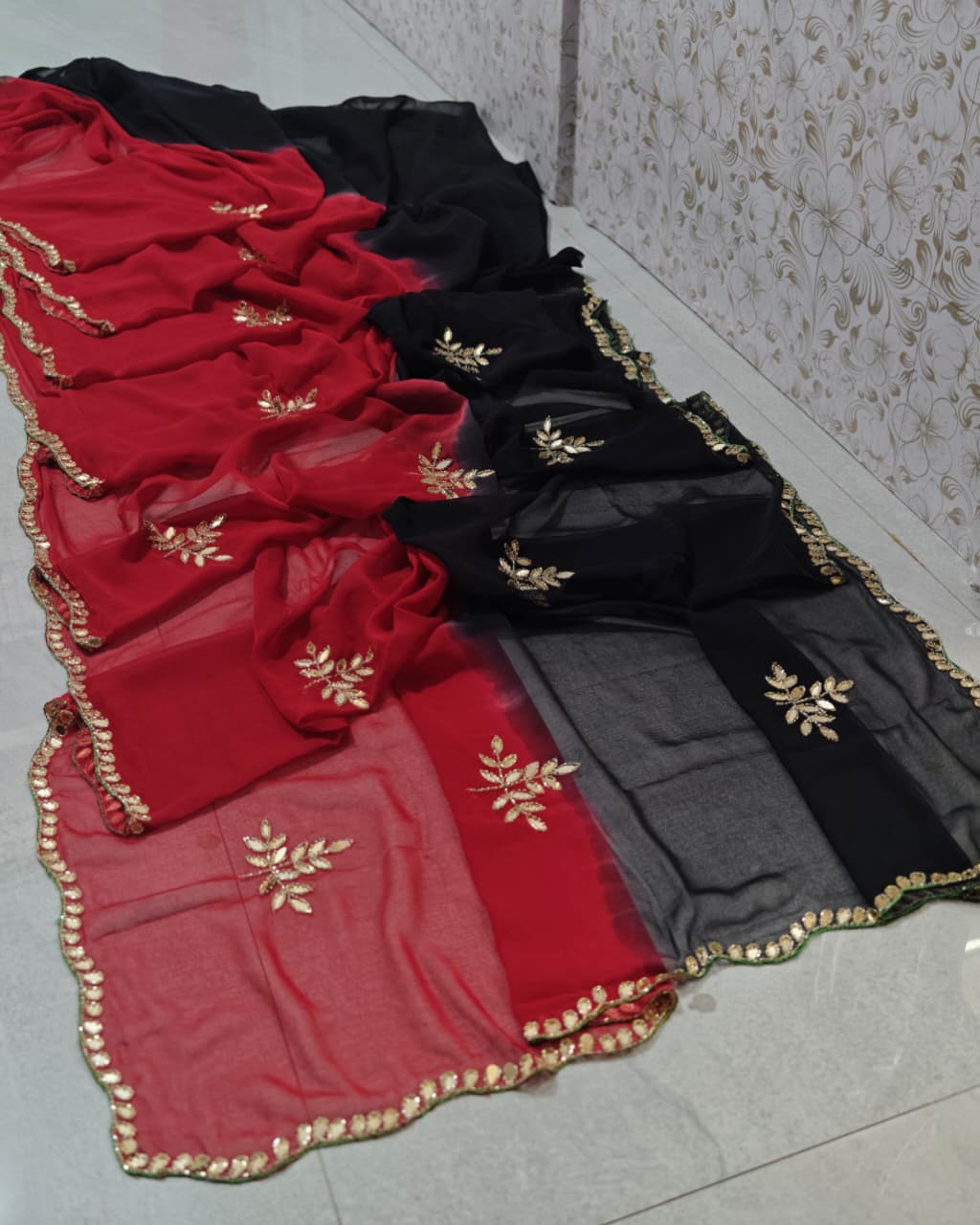 pcd Latest Chiffon Bollywood Style Mirror Work Saree