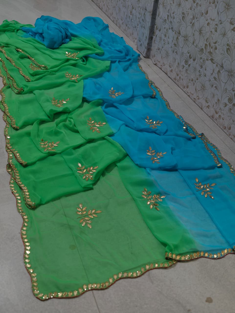 pcd Latest Chiffon Bollywood Style Mirror Work Saree