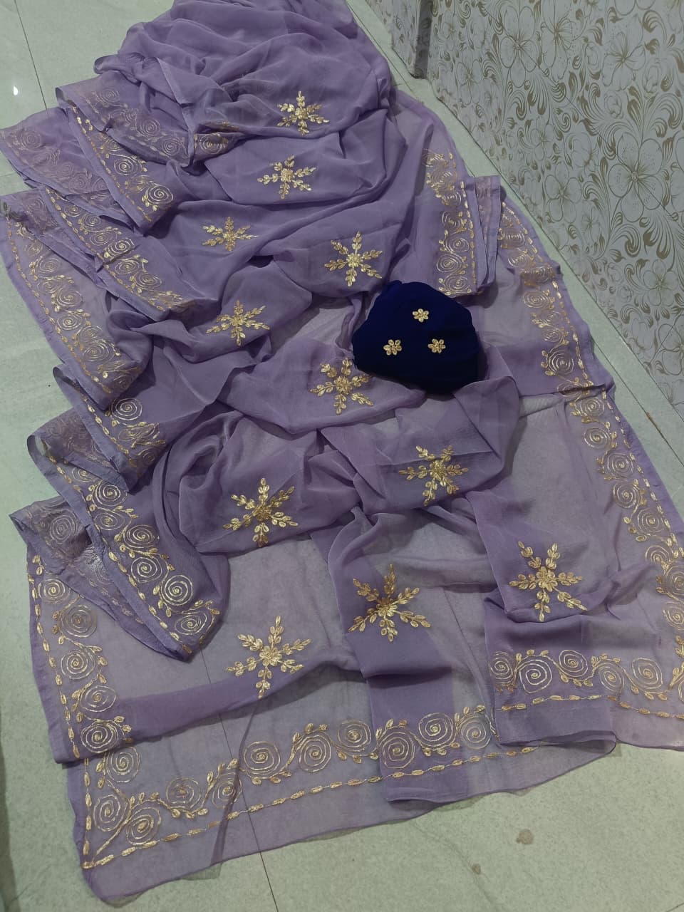 PCD Latest Chiffon Bollywood Style Pita Work Saree
