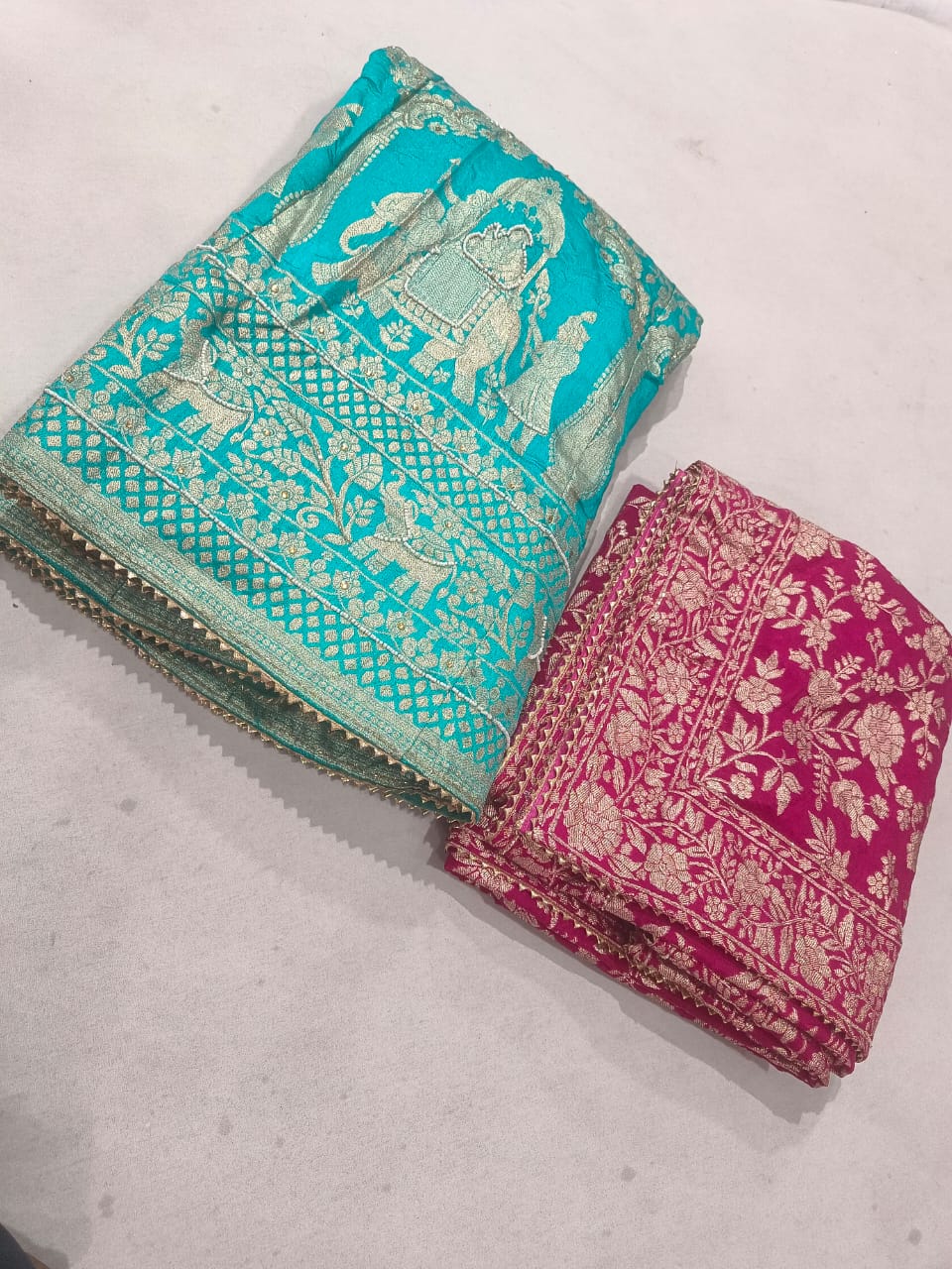 Designer Pure Nylon Silk Lehenga Set with Hand Gota Patti Work