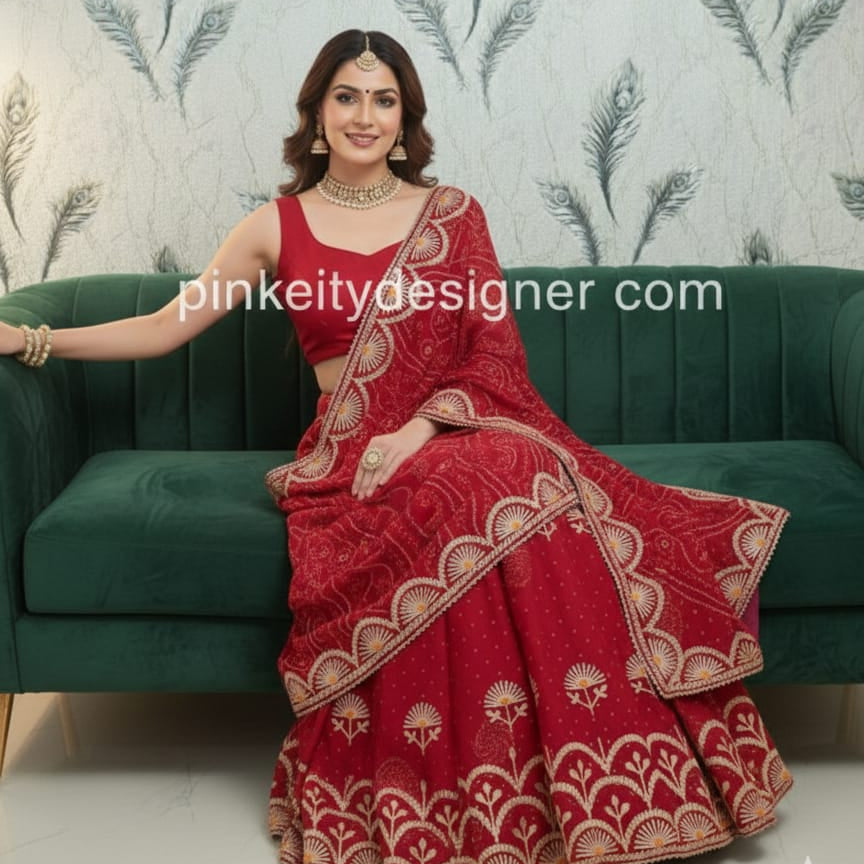 Designer Lehenga with Intricate Silver Thread Work