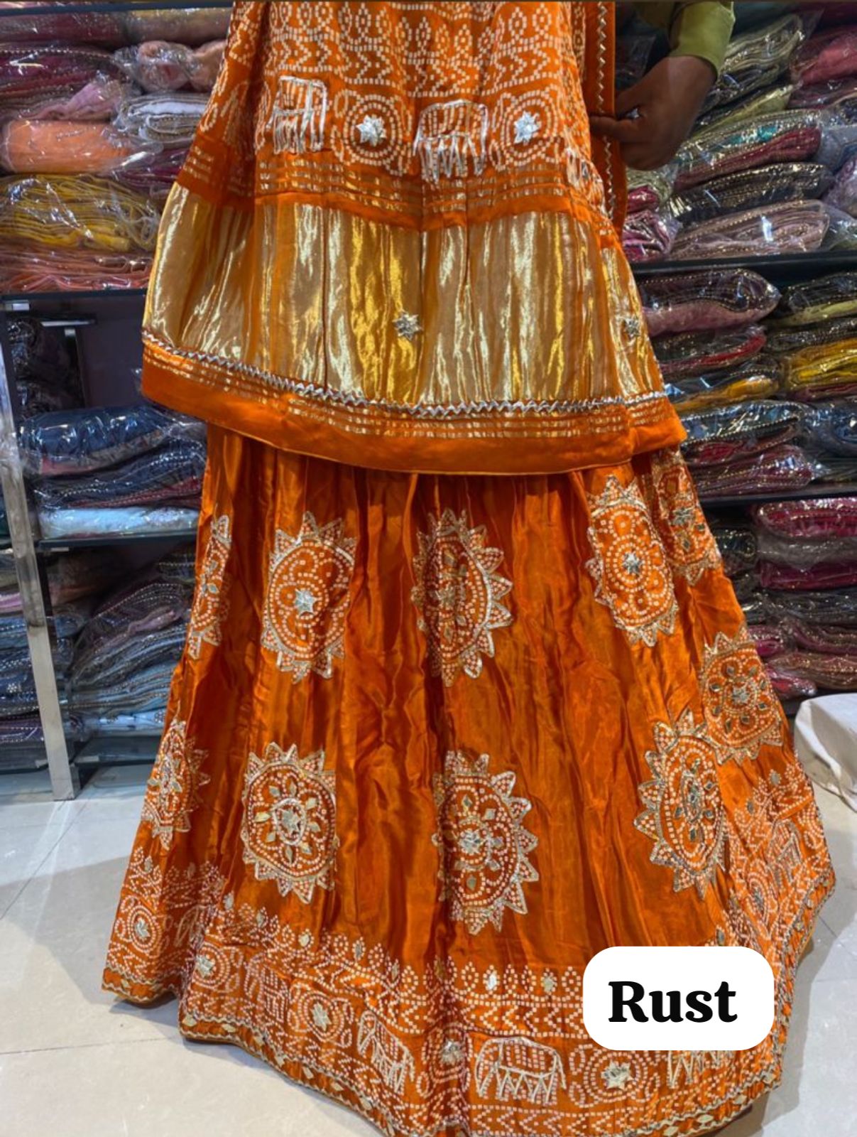 Bandhani Gotta Patti Lehenga Chunni Set | Pure Modal Gajji Silk Rajasthani Bridal Wear