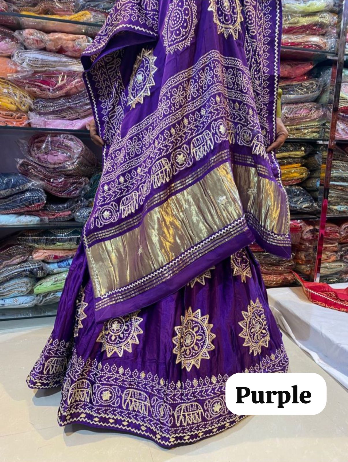 Bandhani Gotta Patti Lehenga Chunni Set | Pure Modal Gajji Silk Rajasthani Bridal Wear