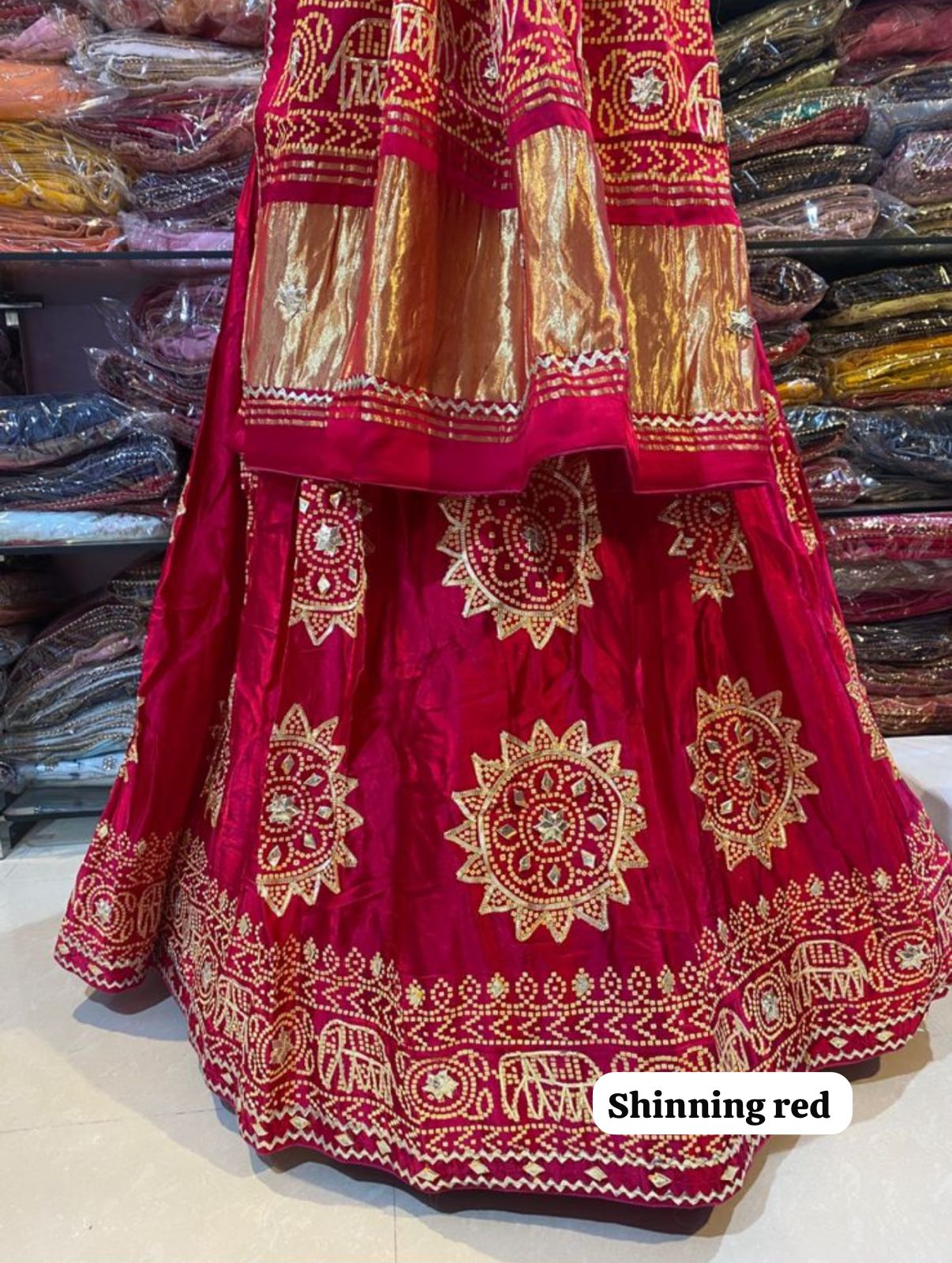 Bandhani Gotta Patti Lehenga Chunni Set | Pure Modal Gajji Silk Rajasthani Bridal Wear