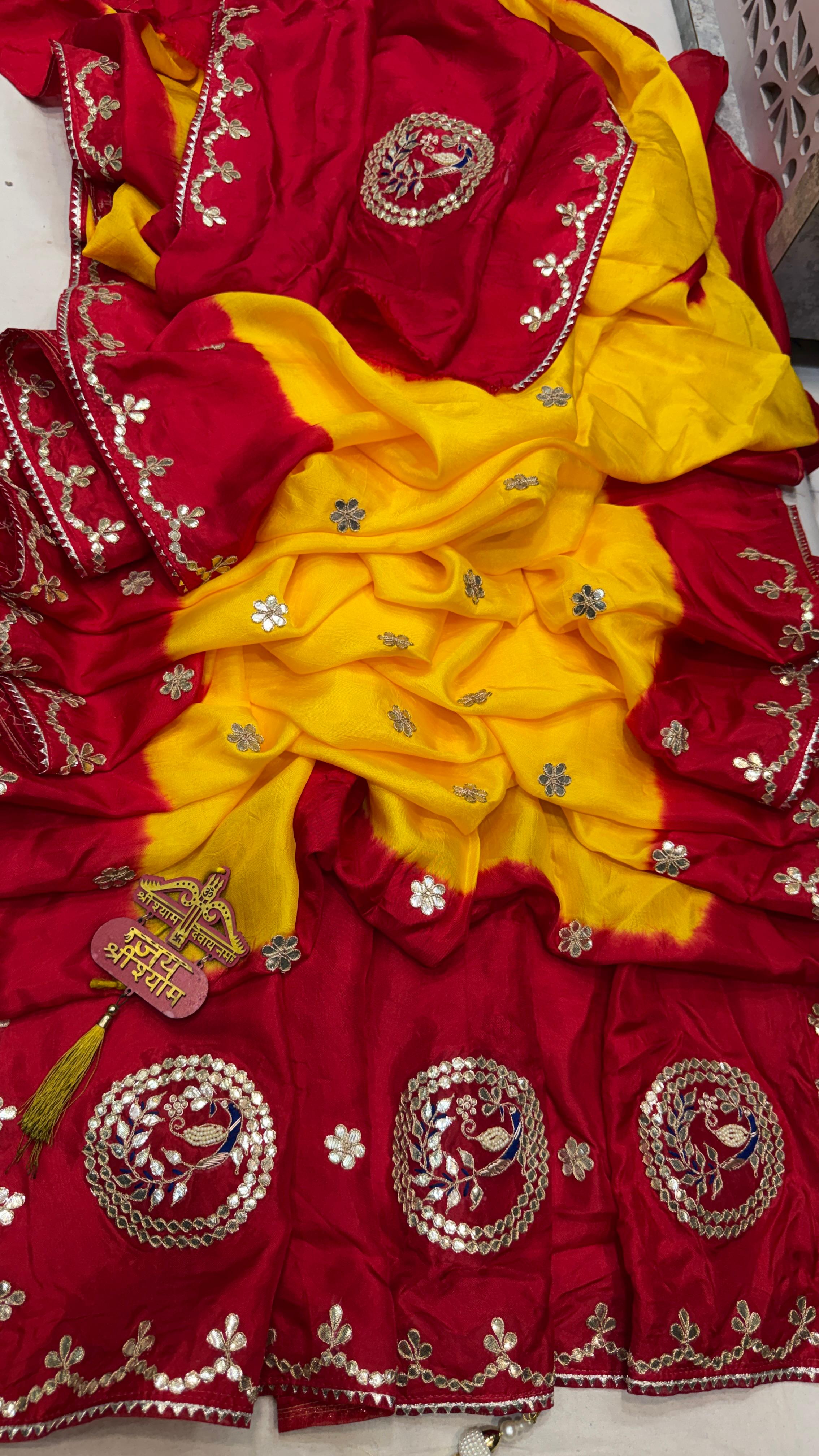 Rangoli Red & Ivory Zari Embroidered Saree