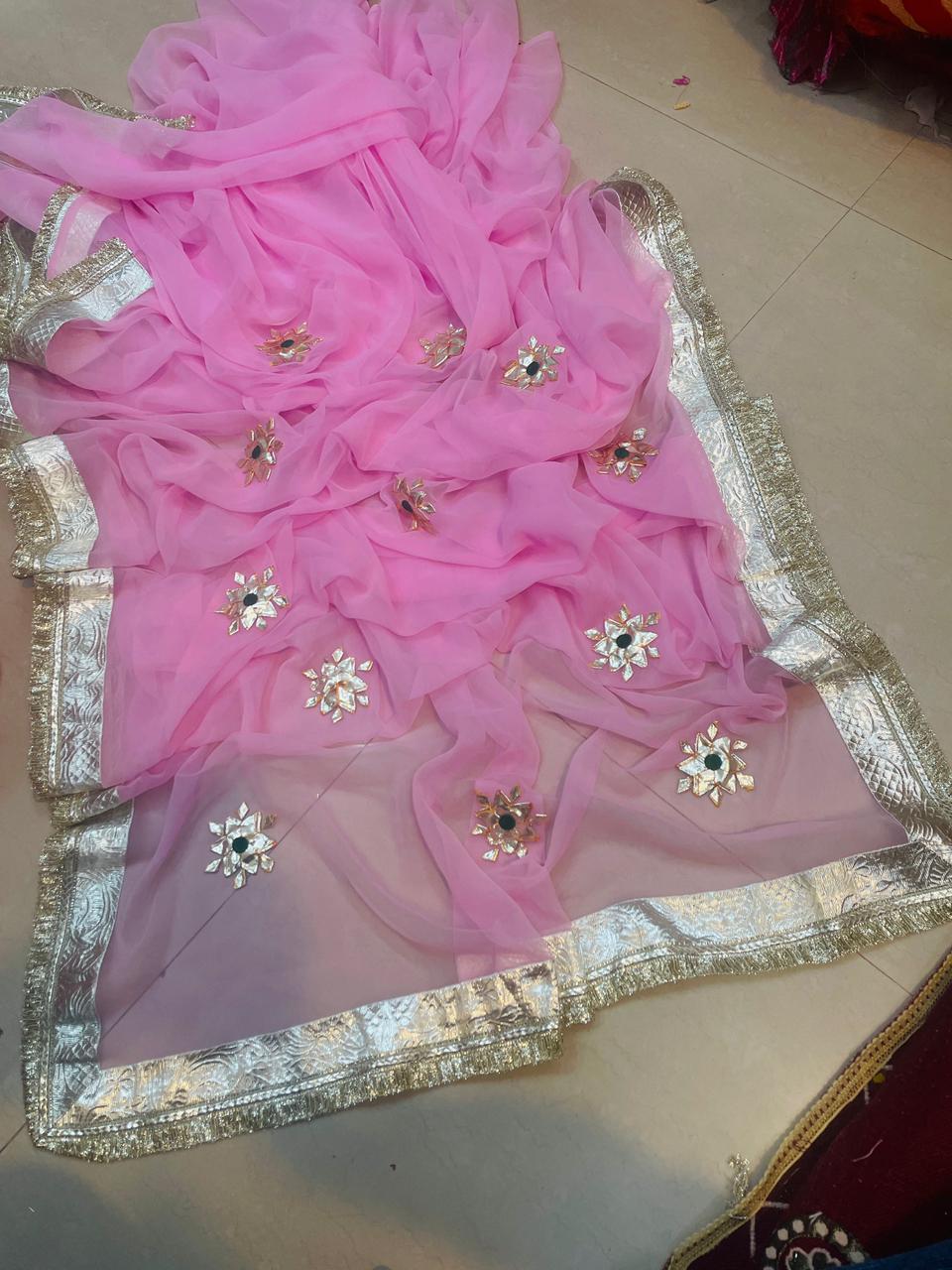 Soft Saree with All-Over Floral Embellishments