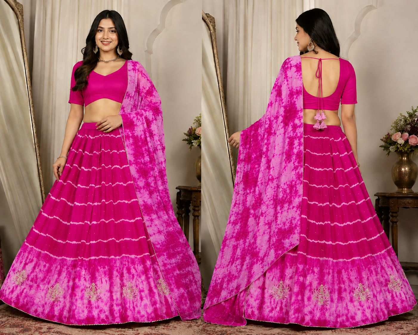 New Premium Chinon Silk Traditional Lehenga  by pcd
