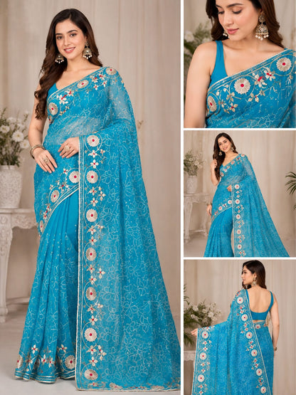 ROYAL GEORGETTE GOTA PATTI WORK SAREE BY PCD