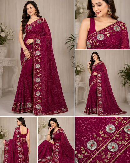 ROYAL GEORGETTE GOTA PATTI WORK SAREE BY PCD