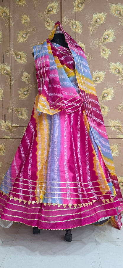 Pure Kota Doria Lehenga With Lining Gota Work by pcd