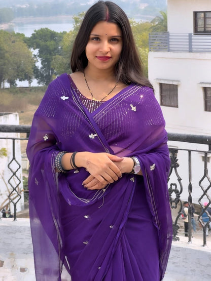 Latest Chiffon Bollywood Style Gotapatti Work Saree by pcd