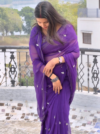 Latest Chiffon Bollywood Style Gotapatti Work Saree by pcd