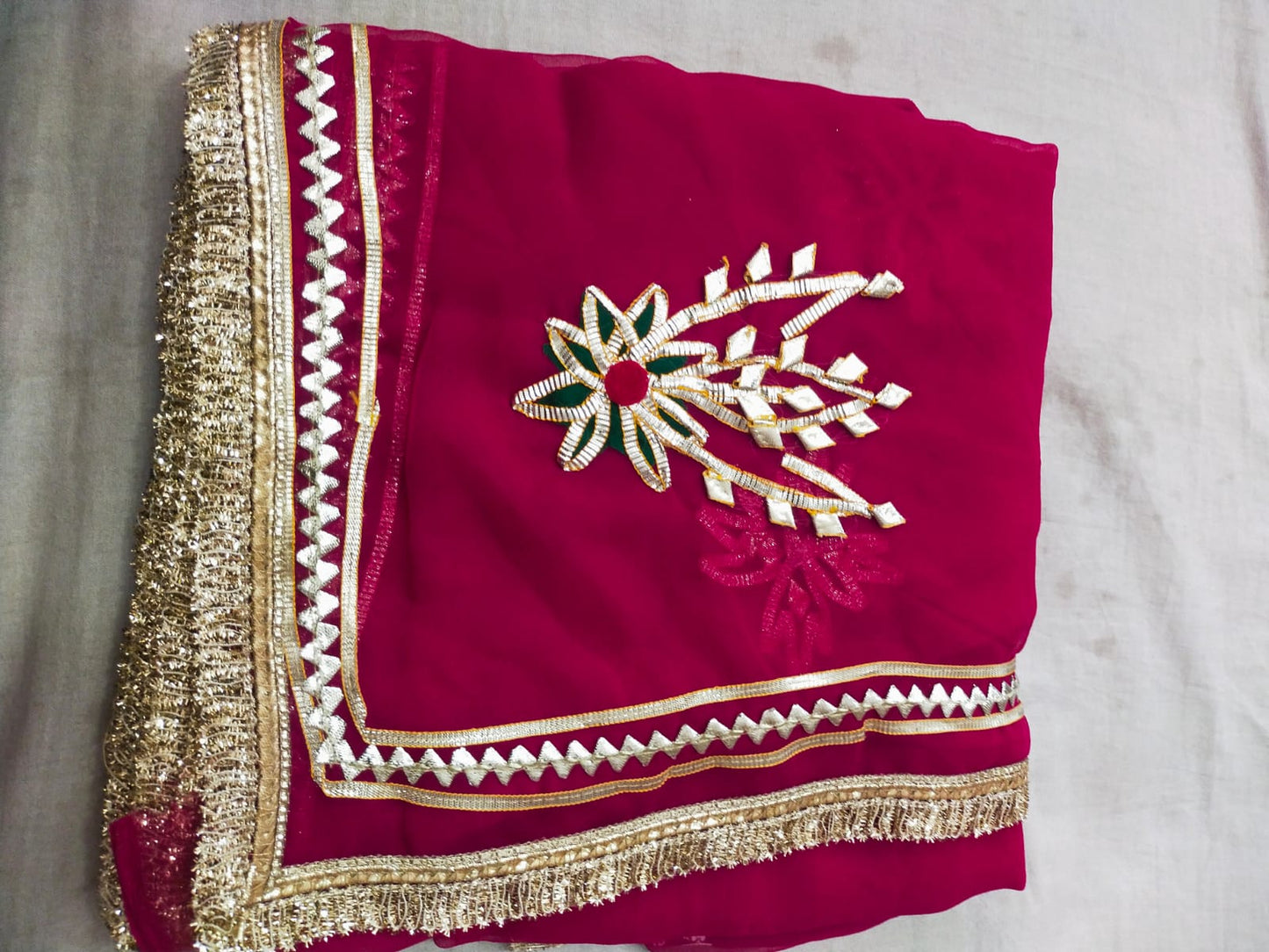 PCD  New Premium Pure Georgette Festive Saree with Traditional Gota Patti Work L buta