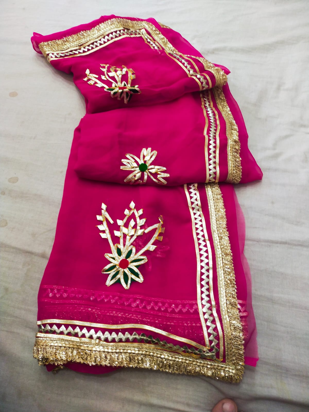 PCD  New Premium Pure Georgette Festive Saree with Traditional Gota Patti Work L buta