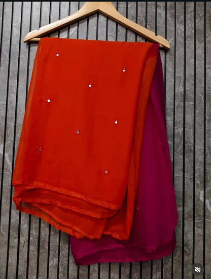 PCD Latest Chiffon Bollywood Style Mirror Work Saree VJ