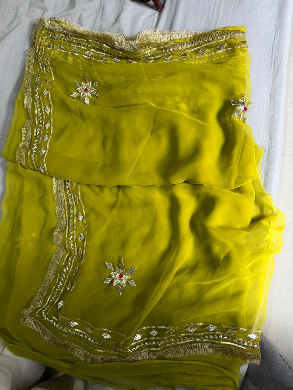 New Premium Pure Georgette Festive Saree with Traditional Gota Patti Work BY PCD