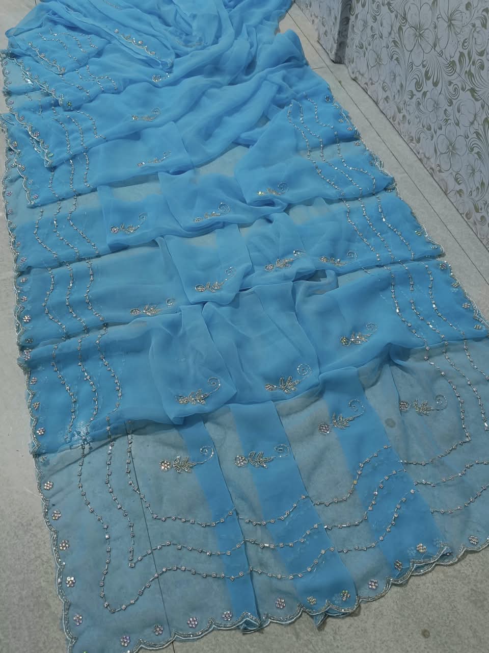 PCD Special Rajasthani Royal Georgette Multicolour Cutdana work Sarees By vj