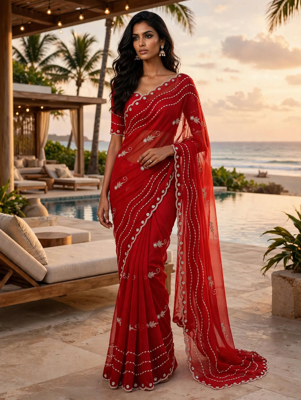 PCD Special Rajasthani Royal Georgette Multicolour Cutdana work Sarees By vj