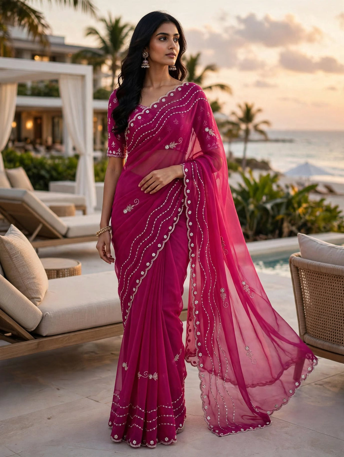 PCD Special Rajasthani Royal Georgette Multicolour Cutdana work Sarees By vj