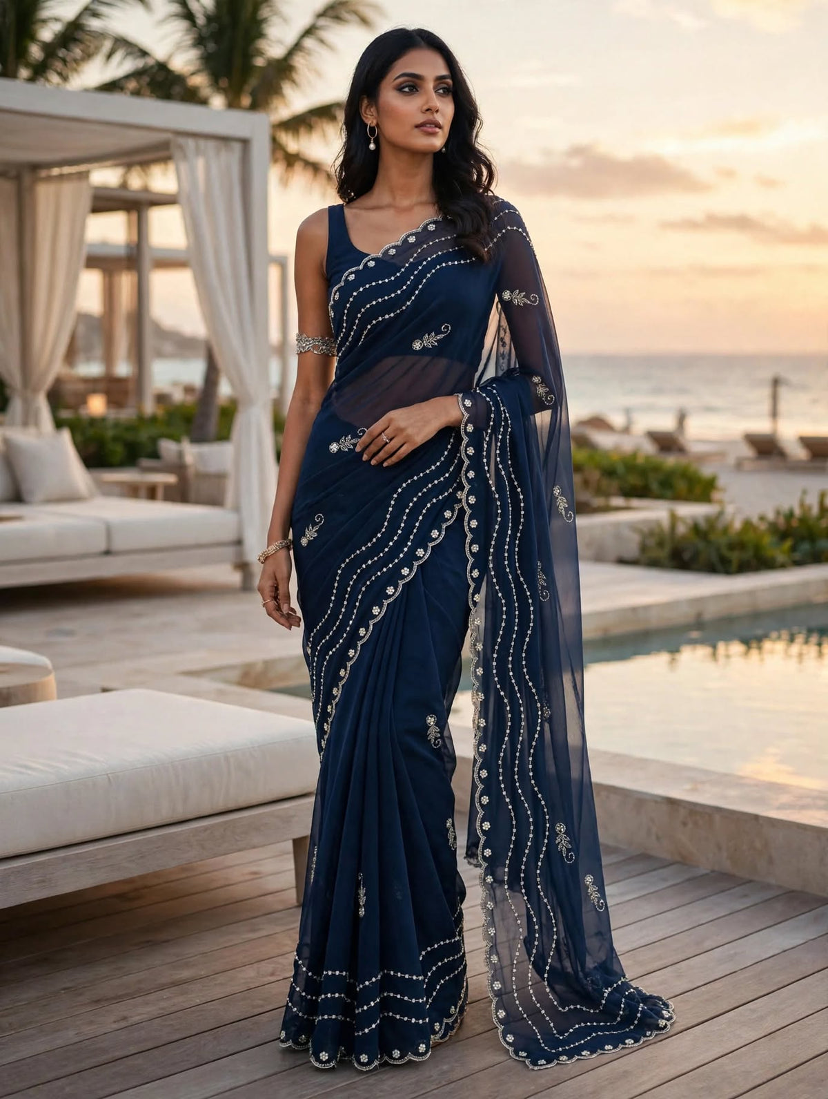 PCD Special Rajasthani Royal Georgette Multicolour Cutdana work Sarees By vj