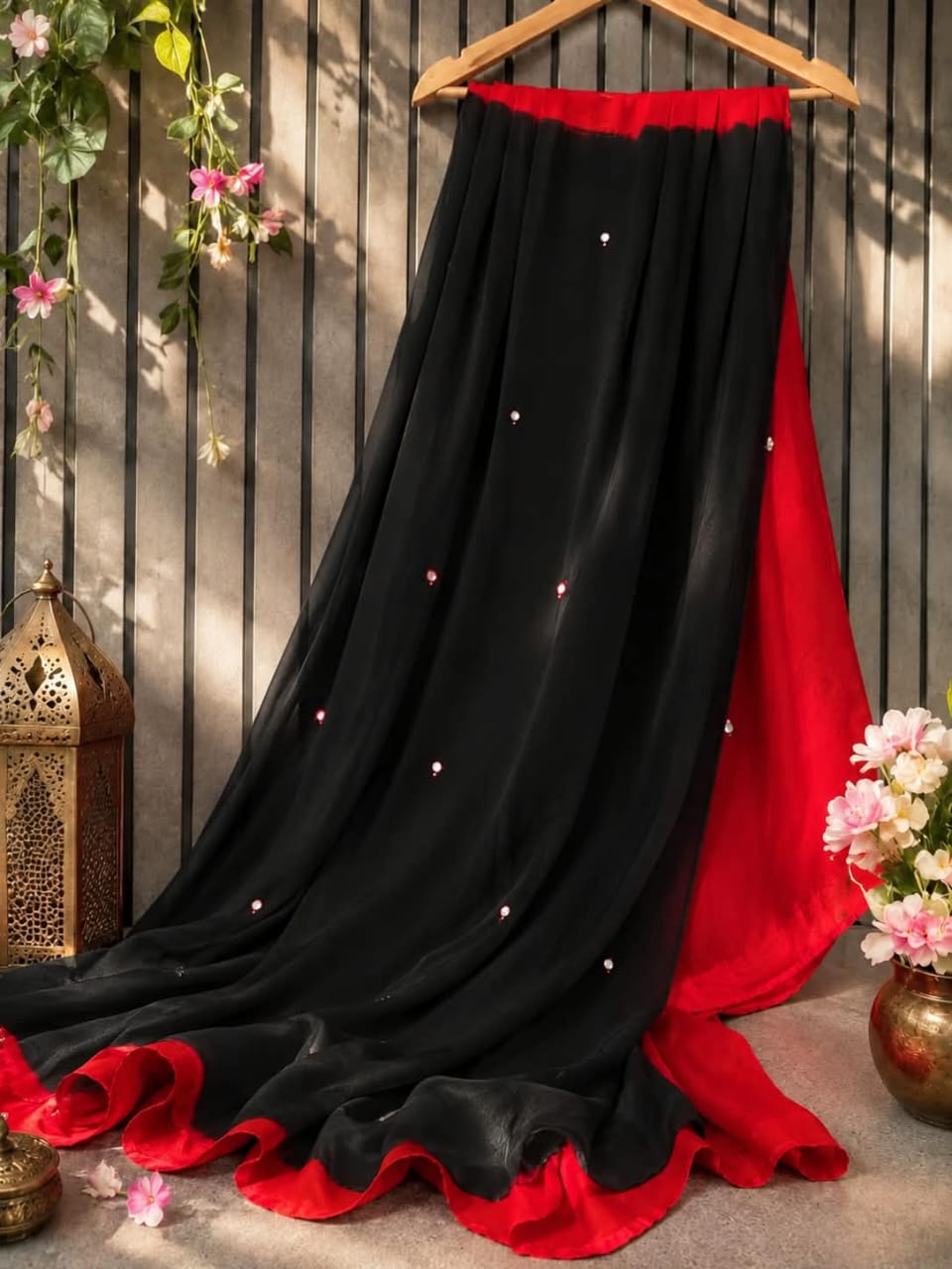 PCD New Luxury Soft Chiffon Saree with Royal Handmade Mirror Work Saree Vj