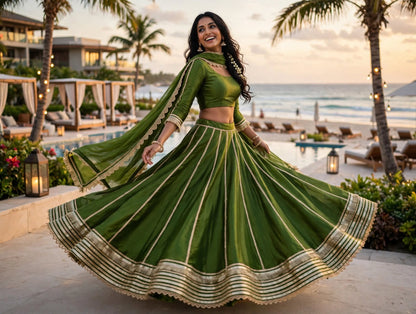 PCD Chinon Lehenga with Sequin and Tari Work Lehenga