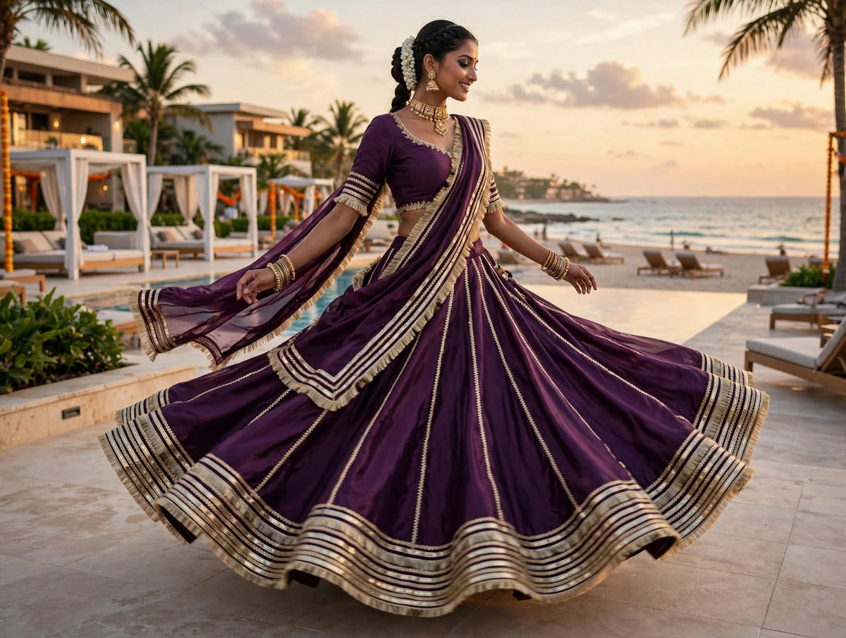 PCD Chinon Lehenga with Sequin and Tari Work Lehenga