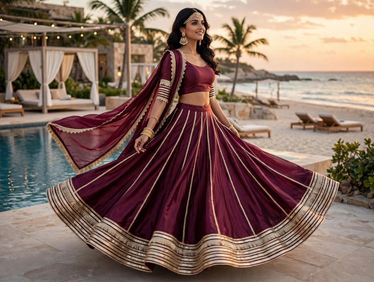 PCD Chinon Lehenga with Sequin and Tari Work Lehenga