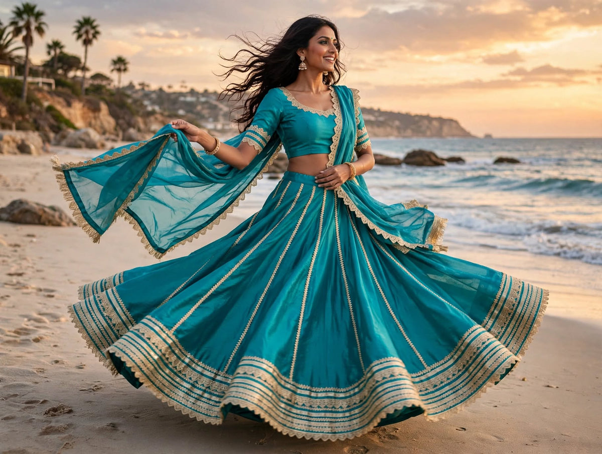 PCD Chinon Lehenga with Sequin and Tari Work Lehenga