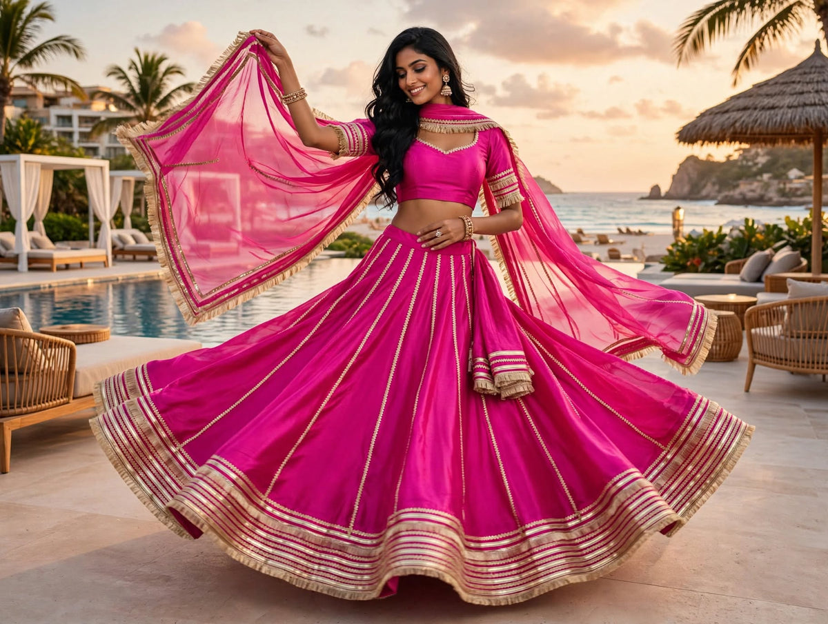 PCD Chinon Lehenga with Sequin and Tari Work Lehenga