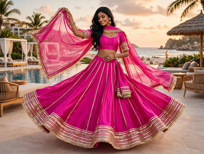 PCD Chinon Lehenga with Sequin and Tari Work Lehenga