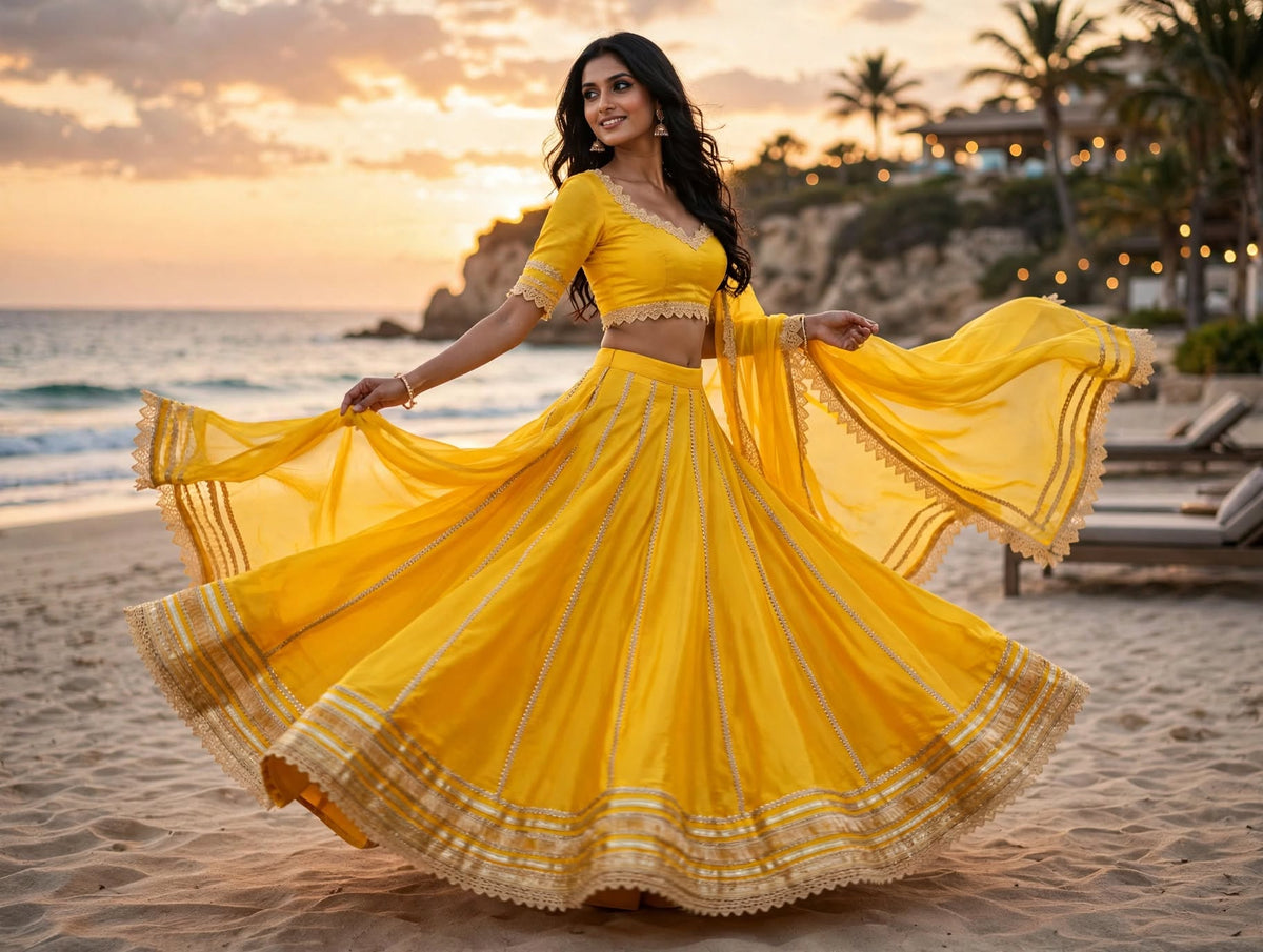 PCD Chinon Lehenga with Sequin and Tari Work Lehenga