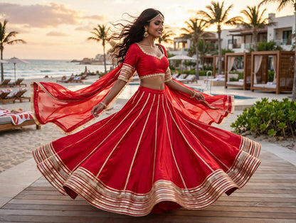 PCD Chinon Lehenga with Sequin and Tari Work Lehenga