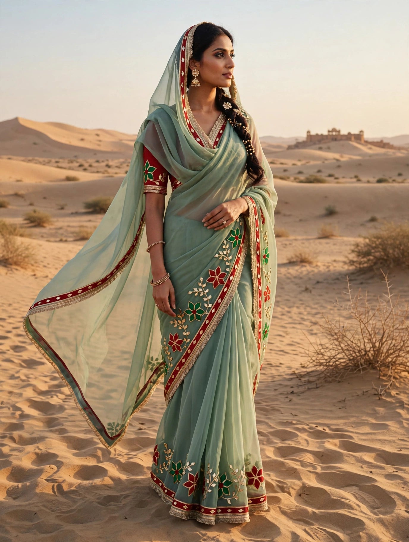 Pcd New Classic Georgette Saree Featuring Handcrafted Kacha Gota Patti Jal Work 1