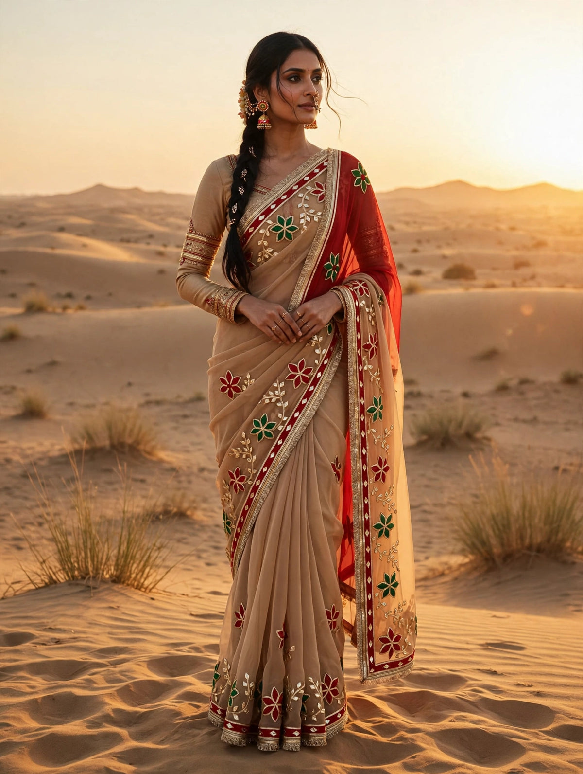 Pcd New Classic Georgette Saree Featuring Handcrafted Kacha Gota Patti Jal Work 1