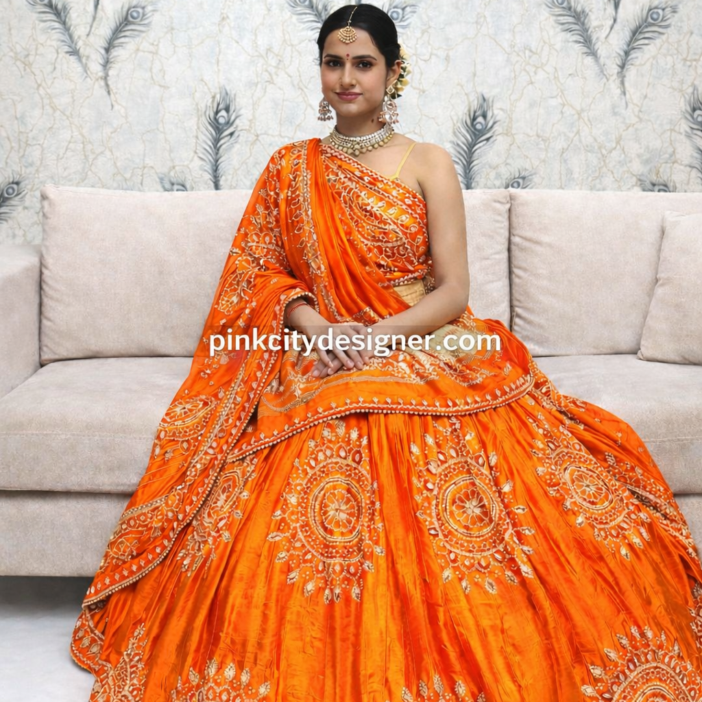 Wedding Lehenga for Bride with Traditional Zari & Mirror Work